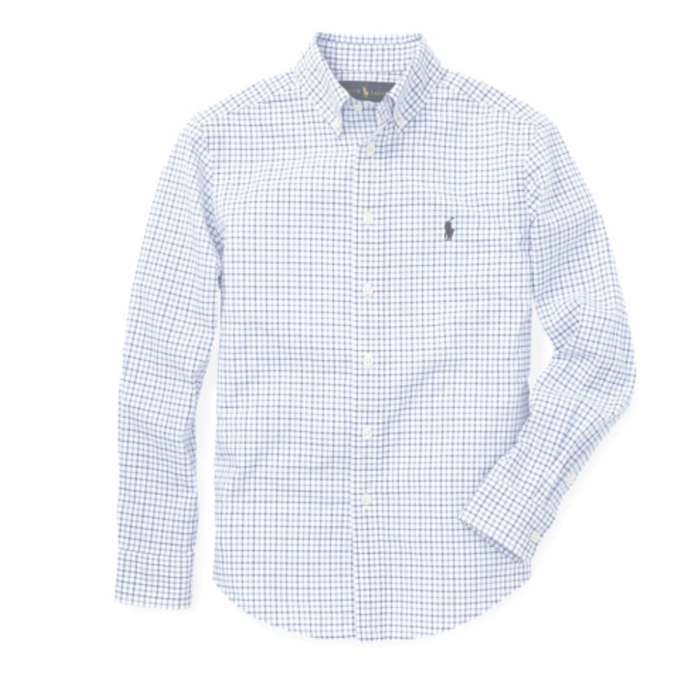 Ralph Lauren Blue and White Checkered Button Down Shirt